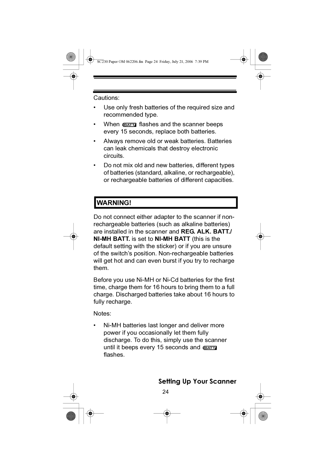 Uniden USC230 owner manual Setting Up Your Scanner 