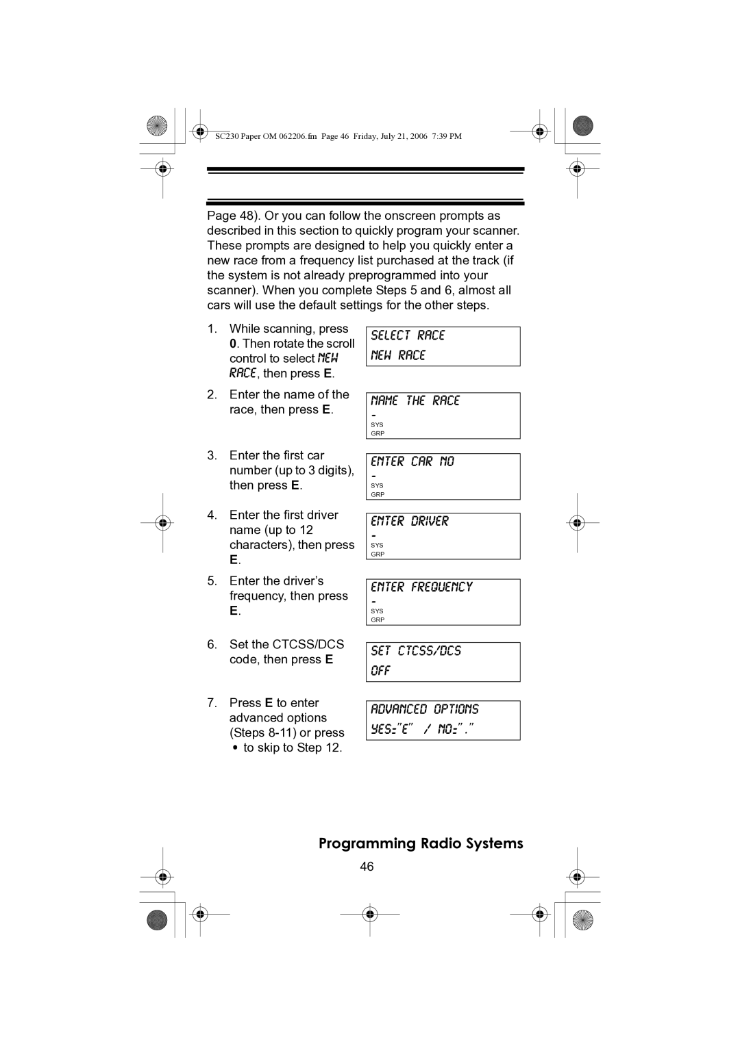 Uniden USC230 owner manual Enter Driver 