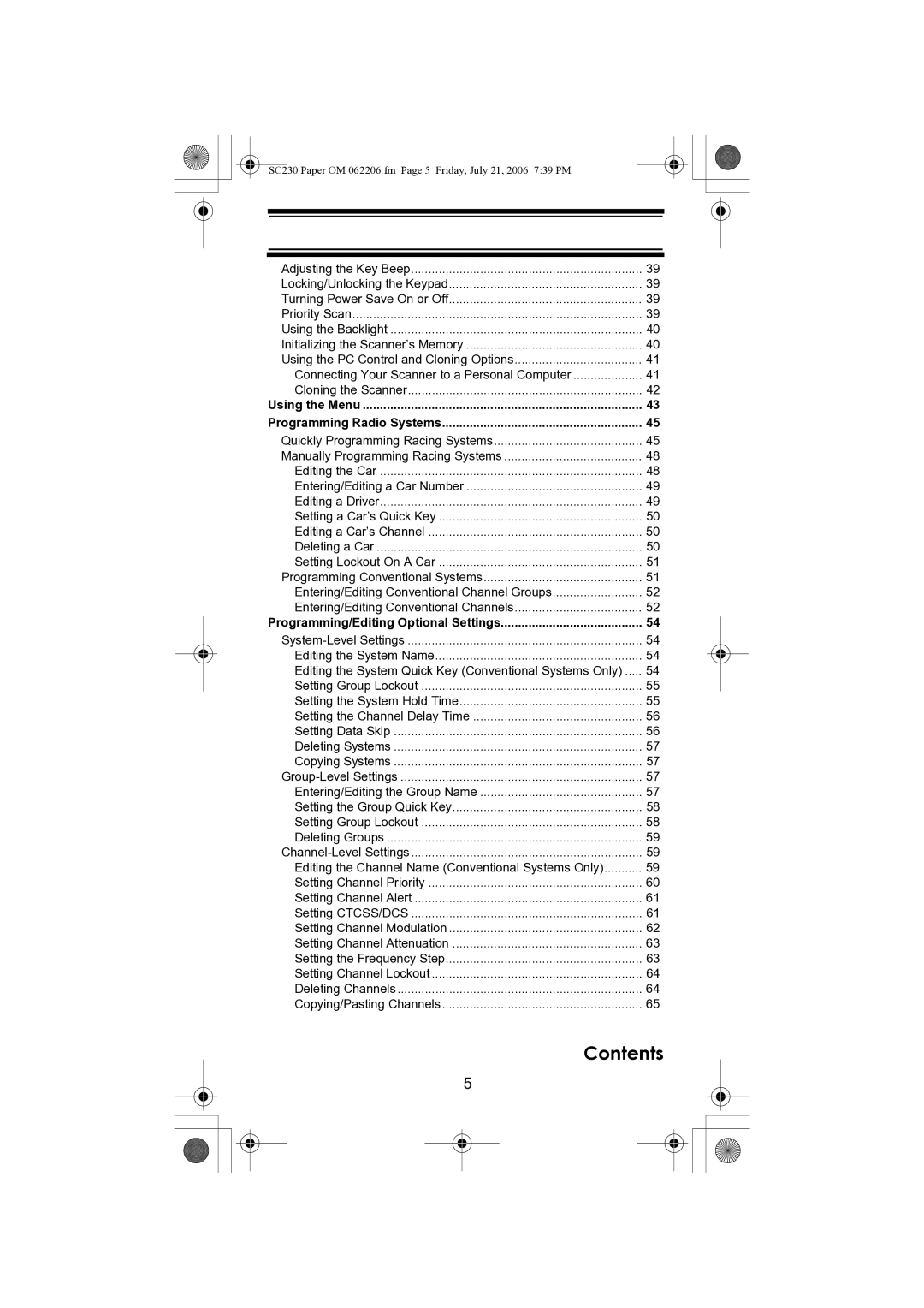 Uniden USC230 owner manual Using the Menu Programming Radio Systems 