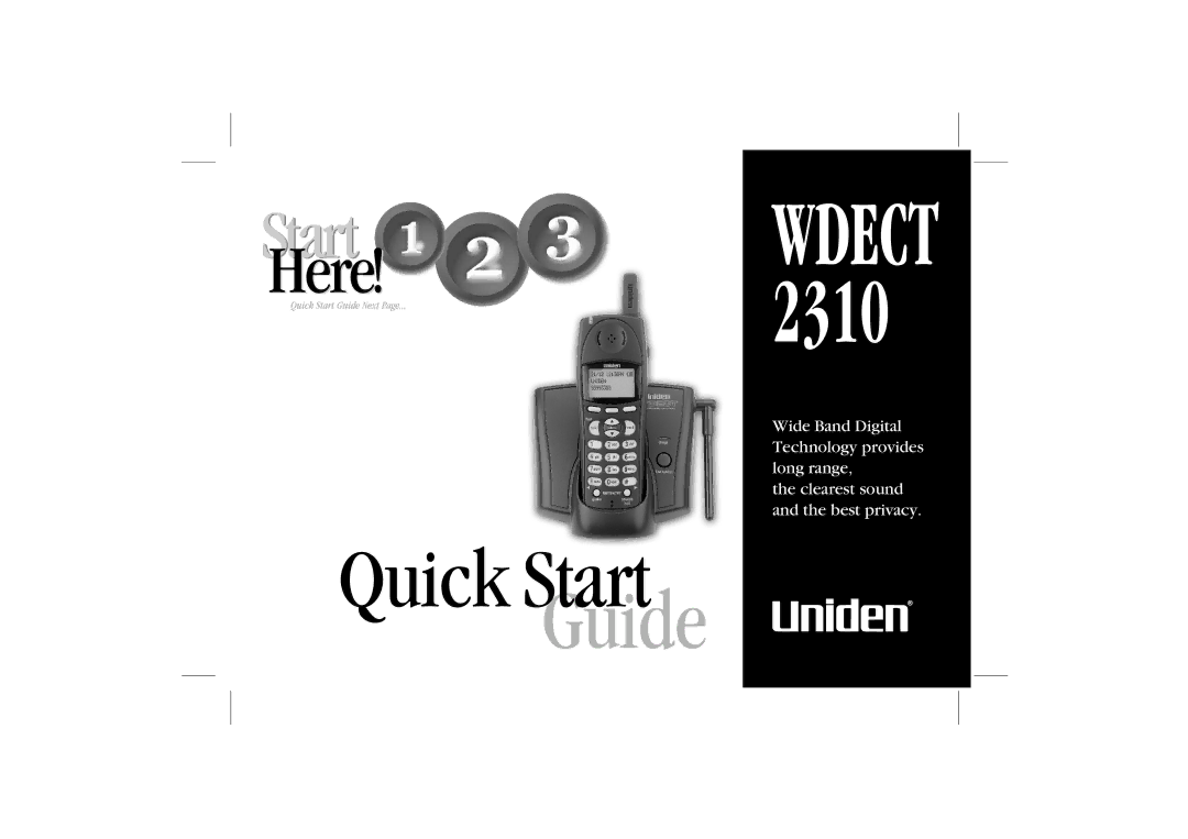 Uniden WDECT 2310 quick start Guide 