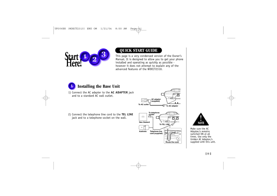 Uniden WDECT 2310 Quick Start Guide, However it does not attempt to explain any, Advanced features of the WDECT2310 