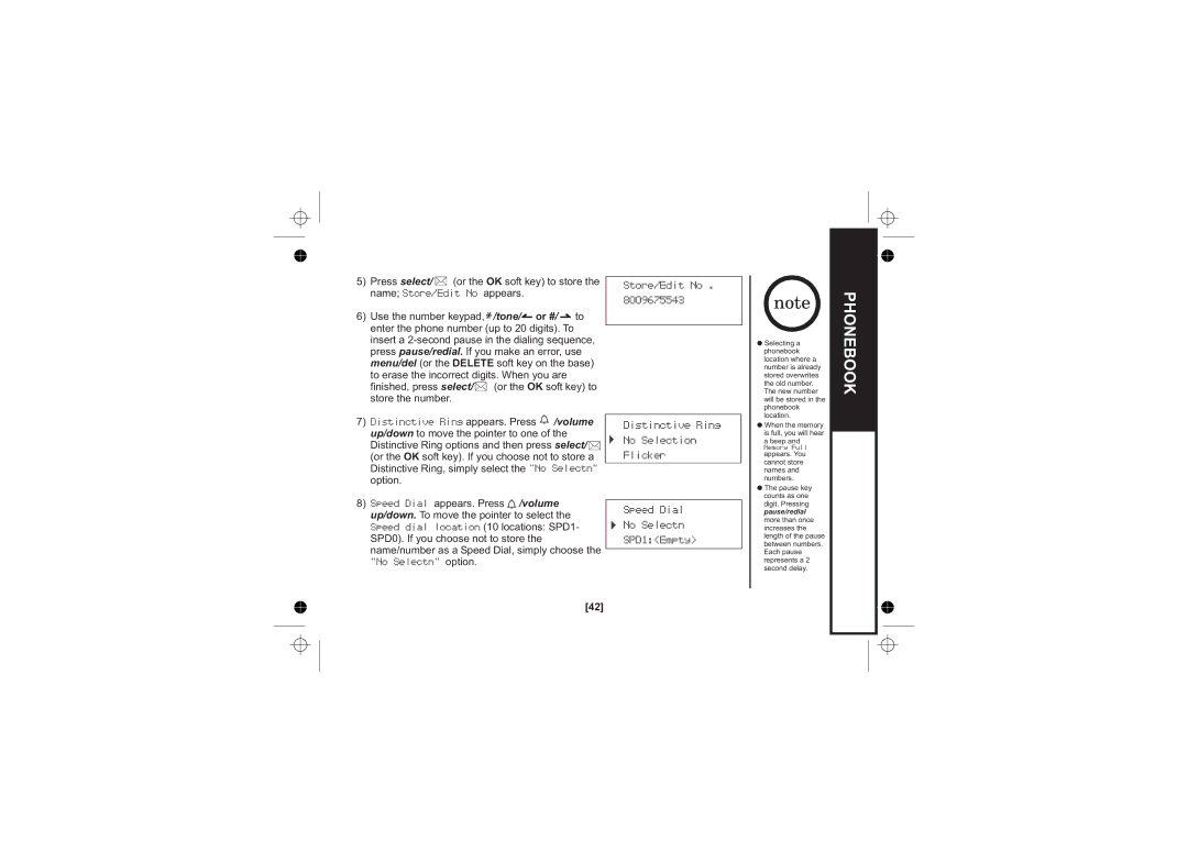 Uniden WDECT 2345+1 owner manual Press pause/redial. If you make an error, use 