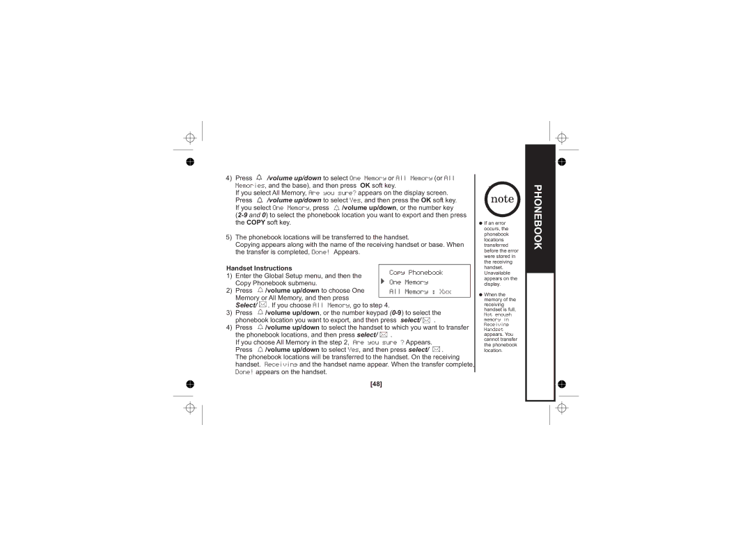 Uniden WDECT 2345+1 owner manual Handset Instructions, Volume up/down to choose One 