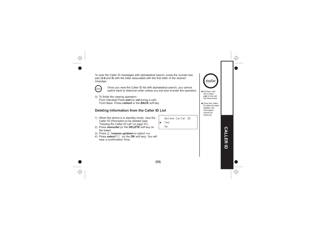 Uniden WDECT 2345+1 owner manual Deleting Information from the Caller ID List 