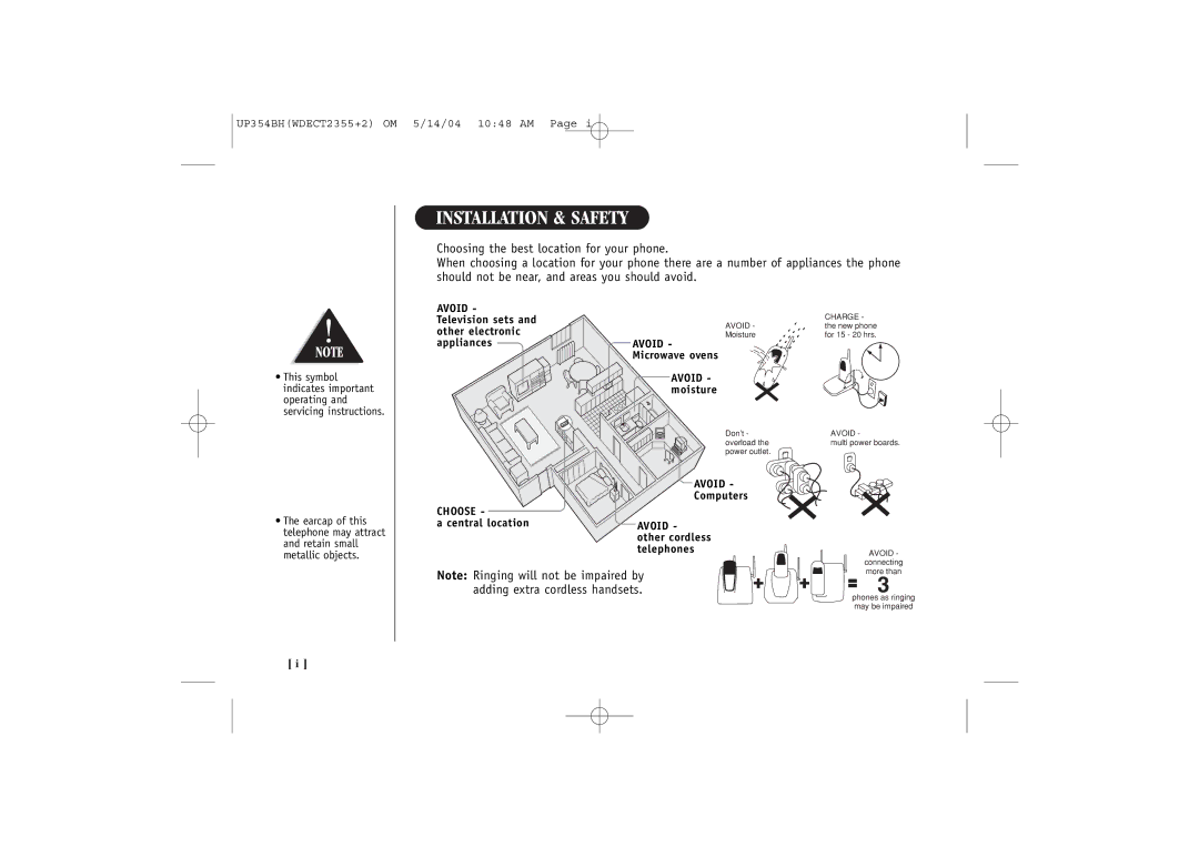 Uniden WDECT 2355+2 quick start Installation & Safety, Choose 