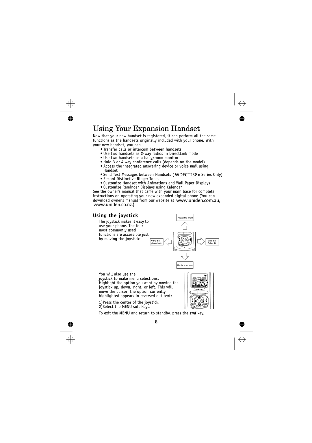 Uniden WDECT2380 owner manual WDECT238x 