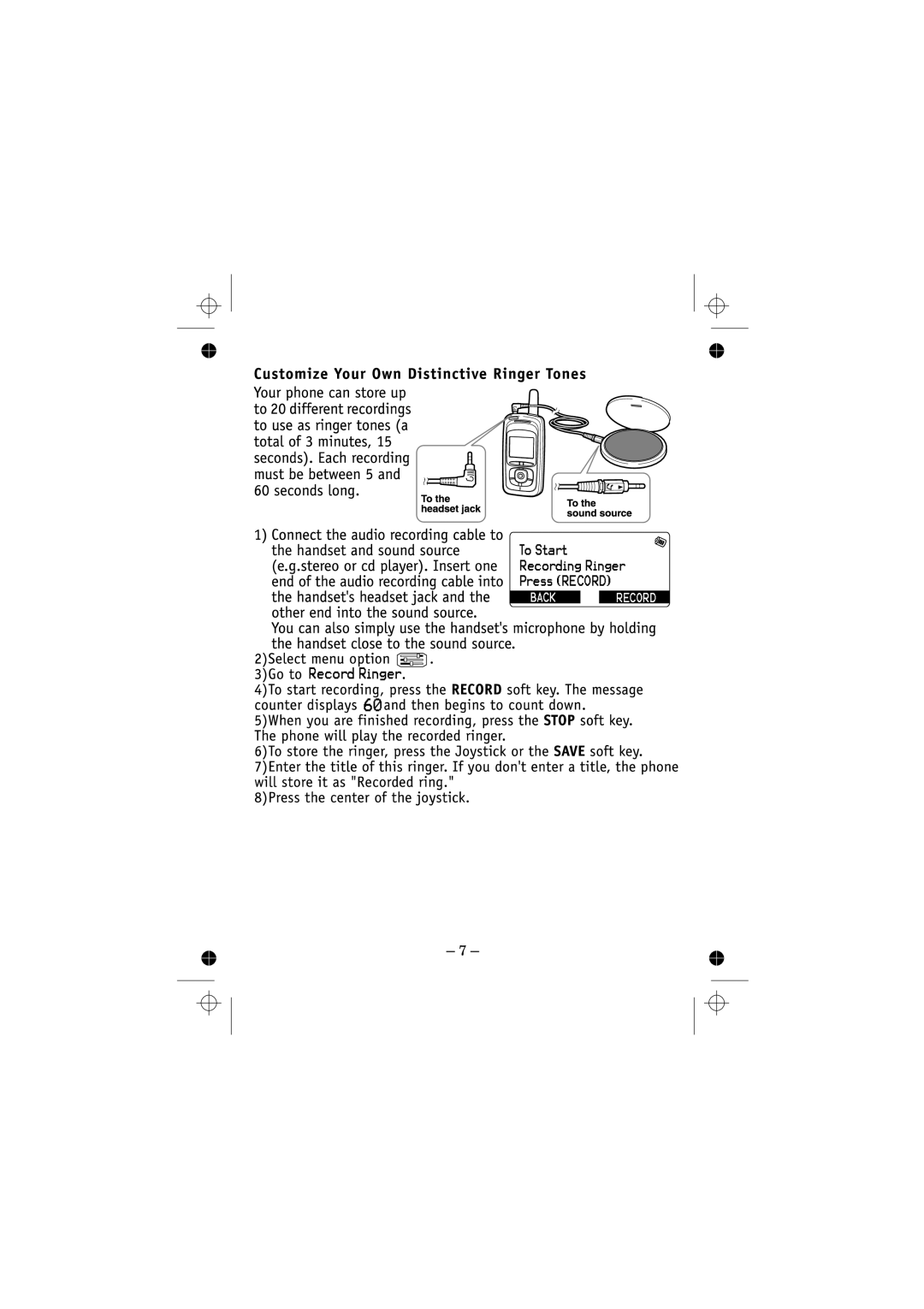 Uniden WDECT2380 owner manual Record Ringer 