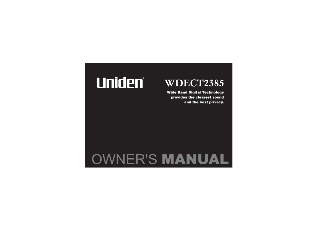 Uniden WDECT2385 owner manual 