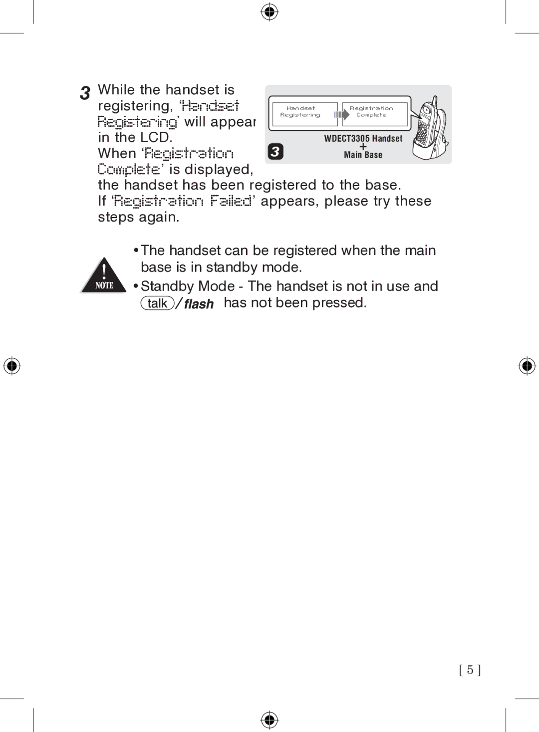 Uniden WDECT3315 owner manual While the handset is Registering, ‘Handset 