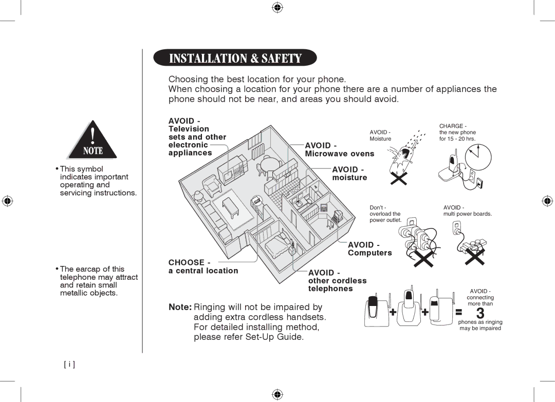 Uniden WDECT3355, WDECT3355 owner manual Installation & safety, Other cordless telephones 