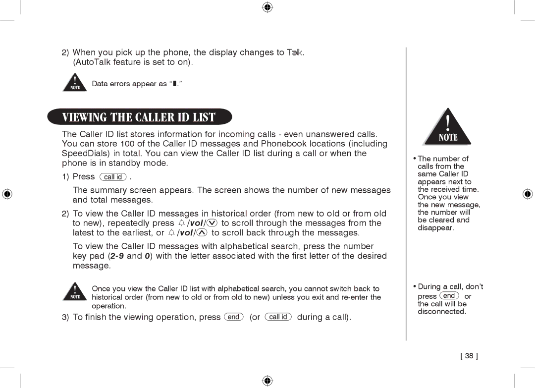 Uniden WDECT3355, WDECT3355 Viewing the Caller ID List, To finish the viewing operation, press or during a call 