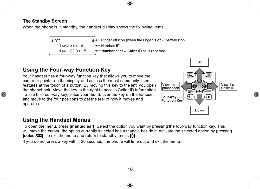 Uniden WDSS 5315 owner manual Using the Four-way Function Key, Using the Handset Menus 