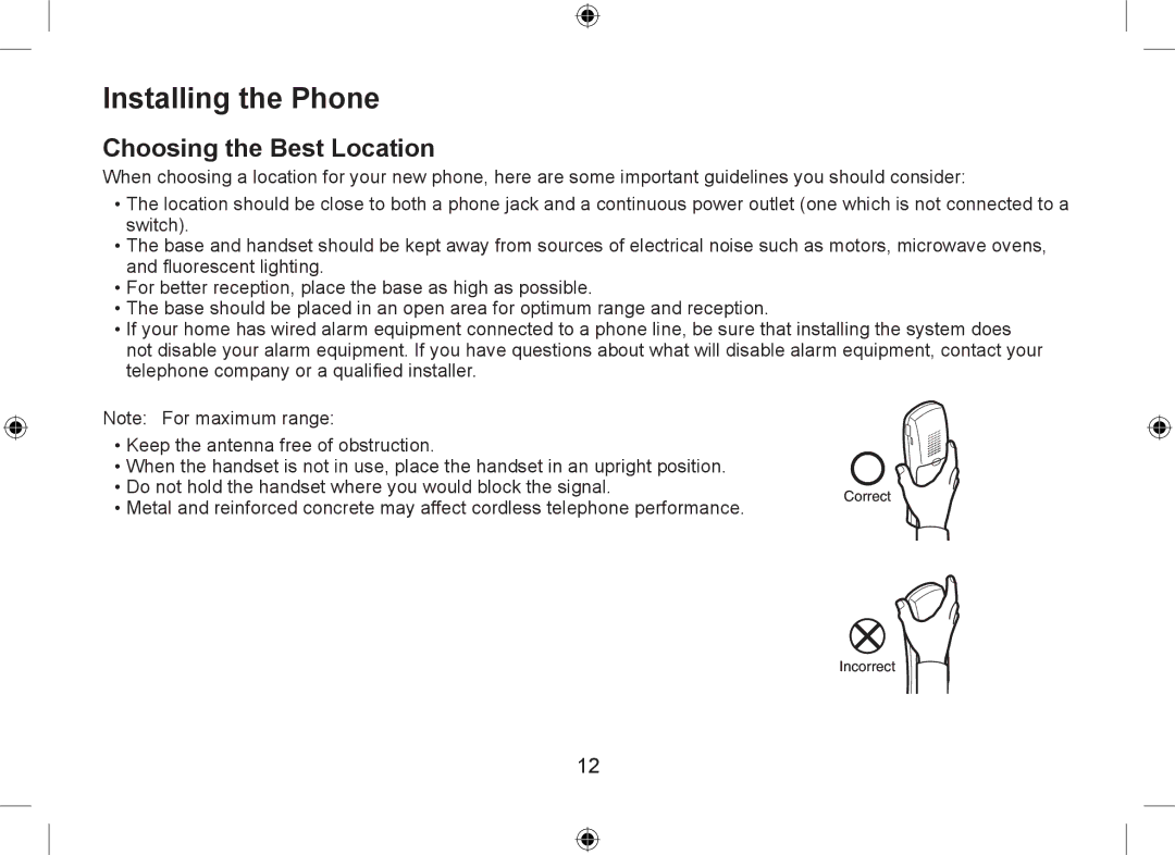 Uniden WDSS 5335, WDSS 5335 owner manual Installing the Phone, Choosing the Best Location 