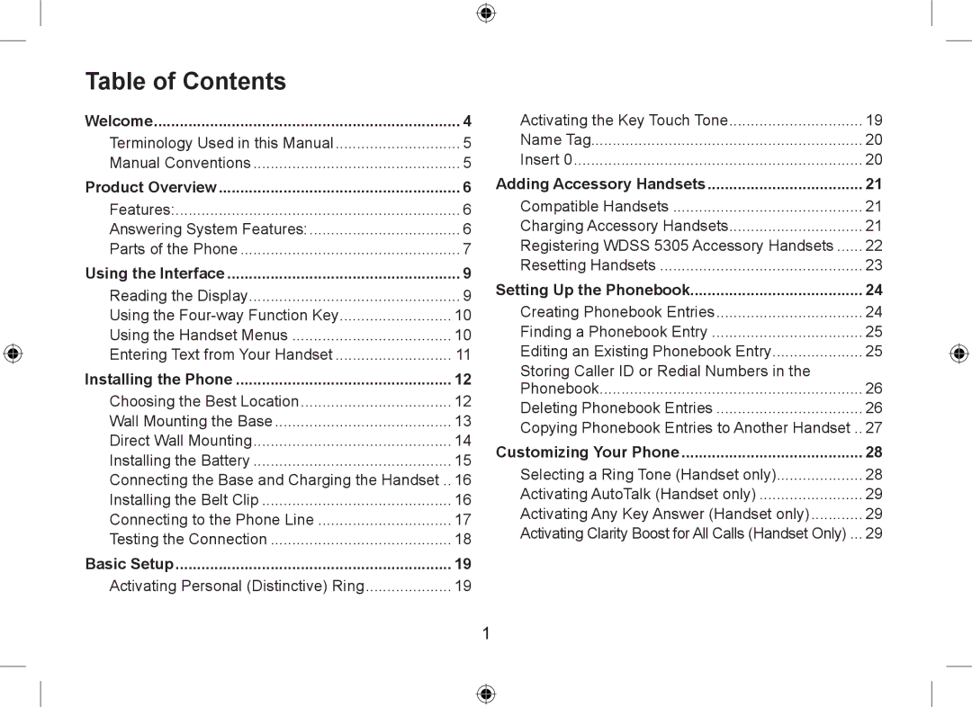 Uniden WDSS 5335, WDSS 5335 owner manual Table of Contents 