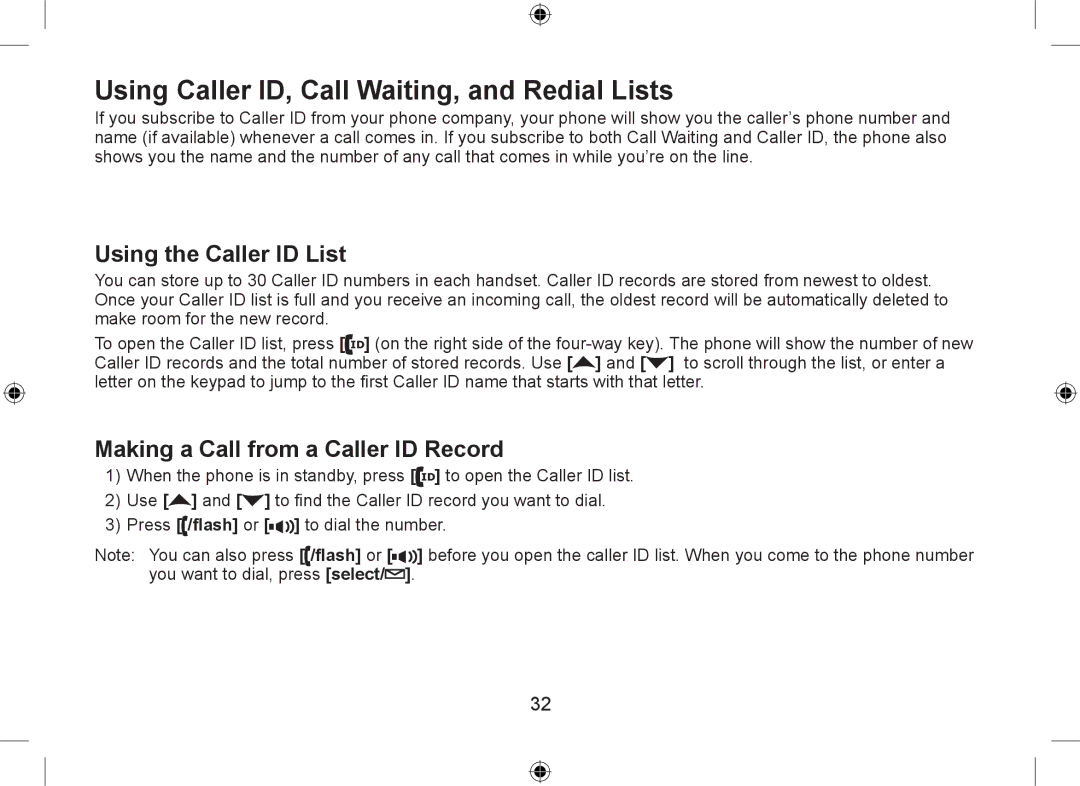 Uniden WDSS 5335, WDSS 5335 owner manual Using Caller ID, Call Waiting, and Redial Lists, Using the Caller ID List 