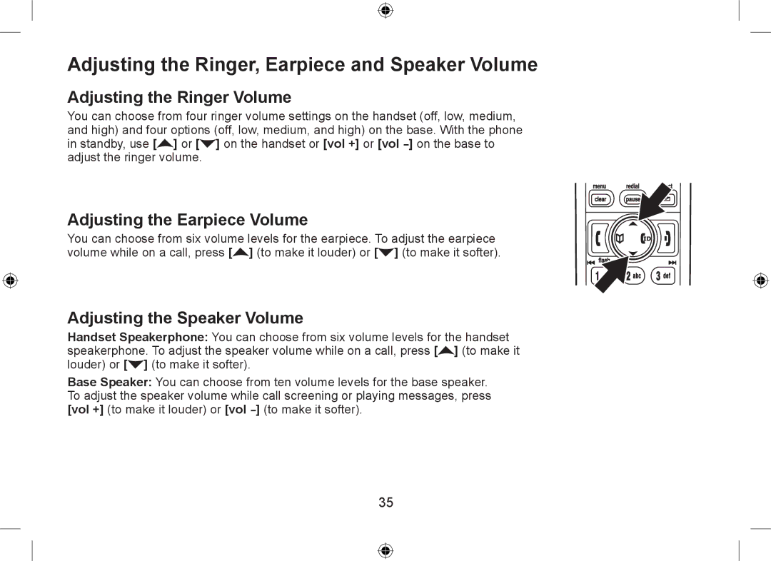 Uniden WDSS 5335, WDSS 5335 owner manual Adjusting the Ringer, Earpiece and Speaker Volume, Adjusting the Ringer Volume 