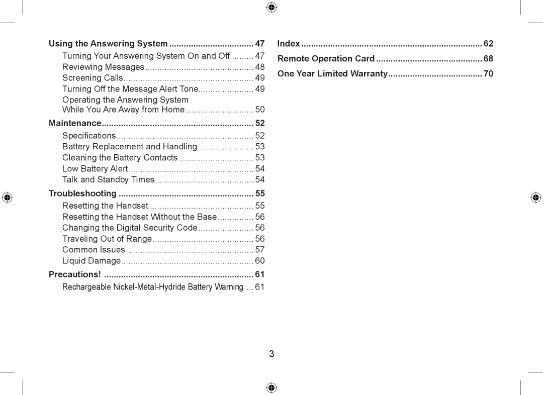 Uniden WDSS 5335, WDSS 5335 owner manual Using the Answering System, Maintenance, Troubleshooting, Precautions 