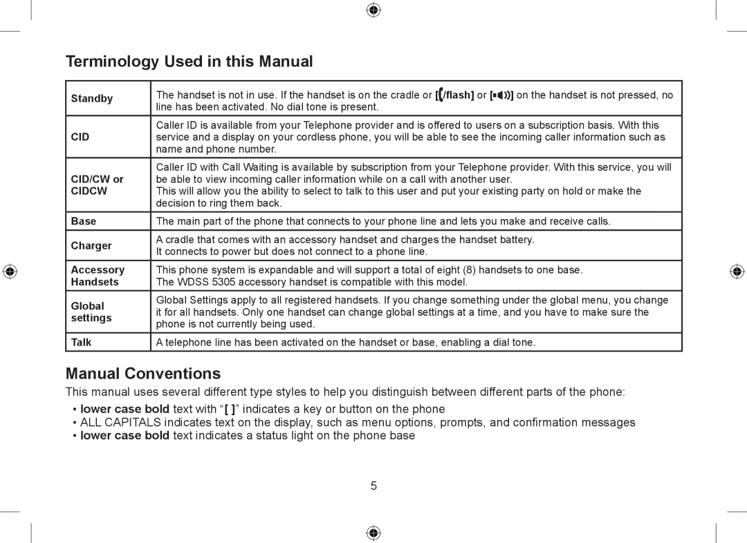 Uniden WDSS 5335, WDSS 5335 owner manual Terminology Used in this Manual, Manual Conventions 