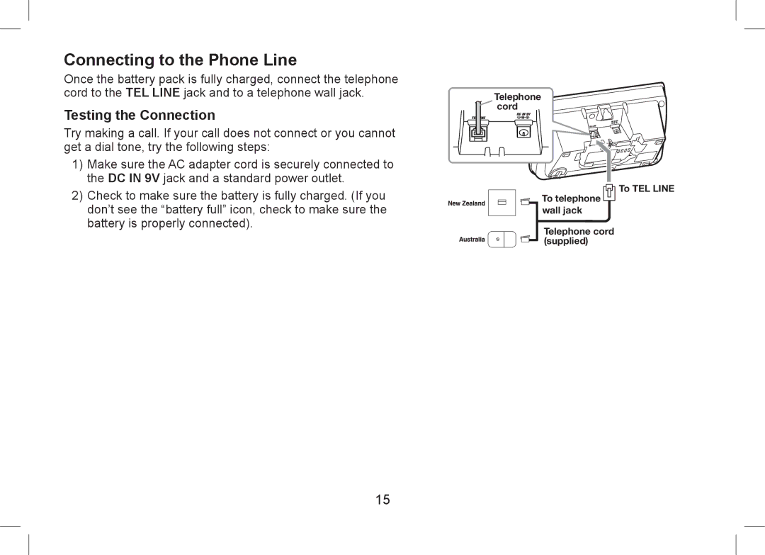 Uniden WDSS 5355+1, WDSS 5355+2 owner manual Connecting to the Phone Line, Testing the Connection 