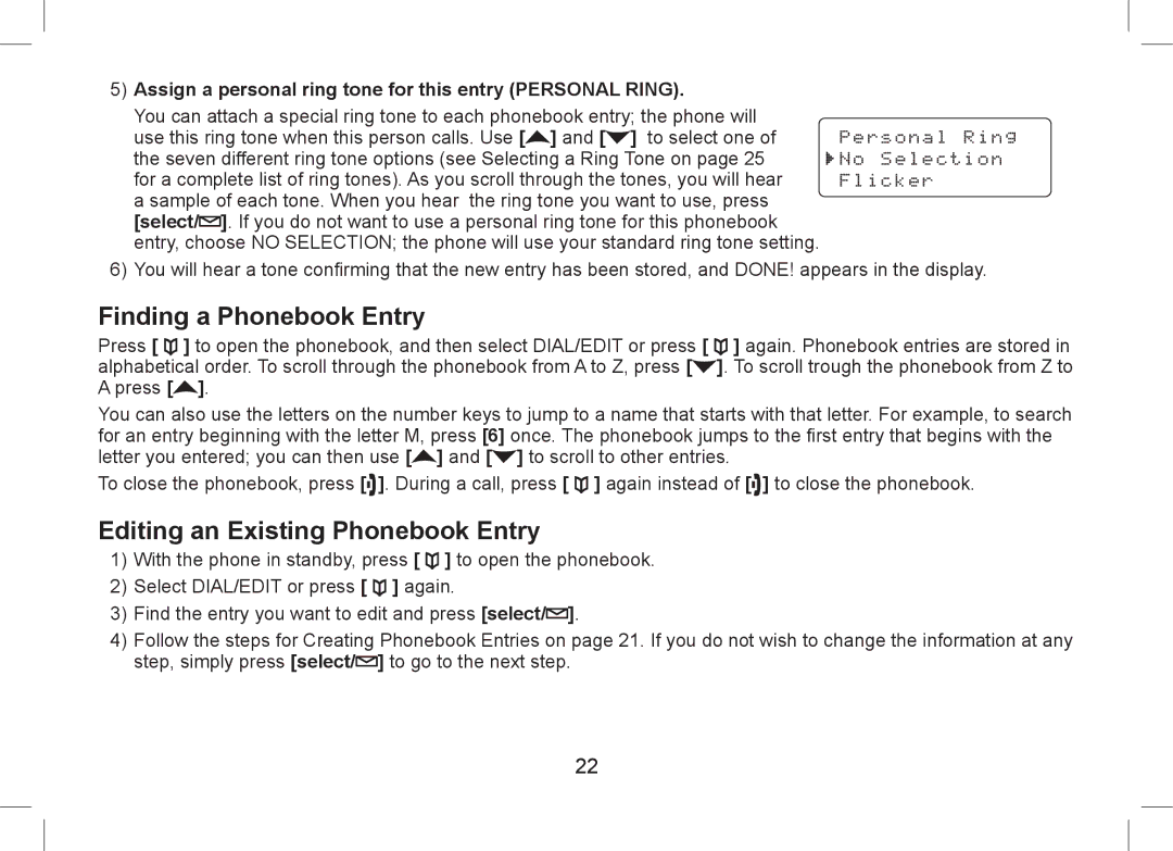 Uniden WDSS 5355+2, WDSS 5355+1 owner manual Finding a Phonebook Entry, Editing an Existing Phonebook Entry 