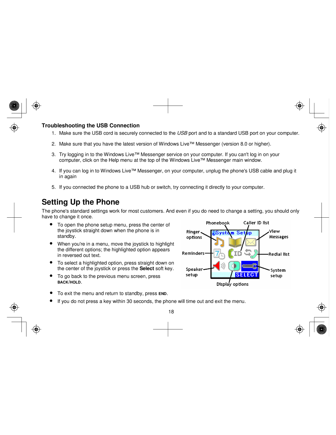 Uniden WIN1200 owner manual Setting Up the Phone, Troubleshooting the USB Connection 