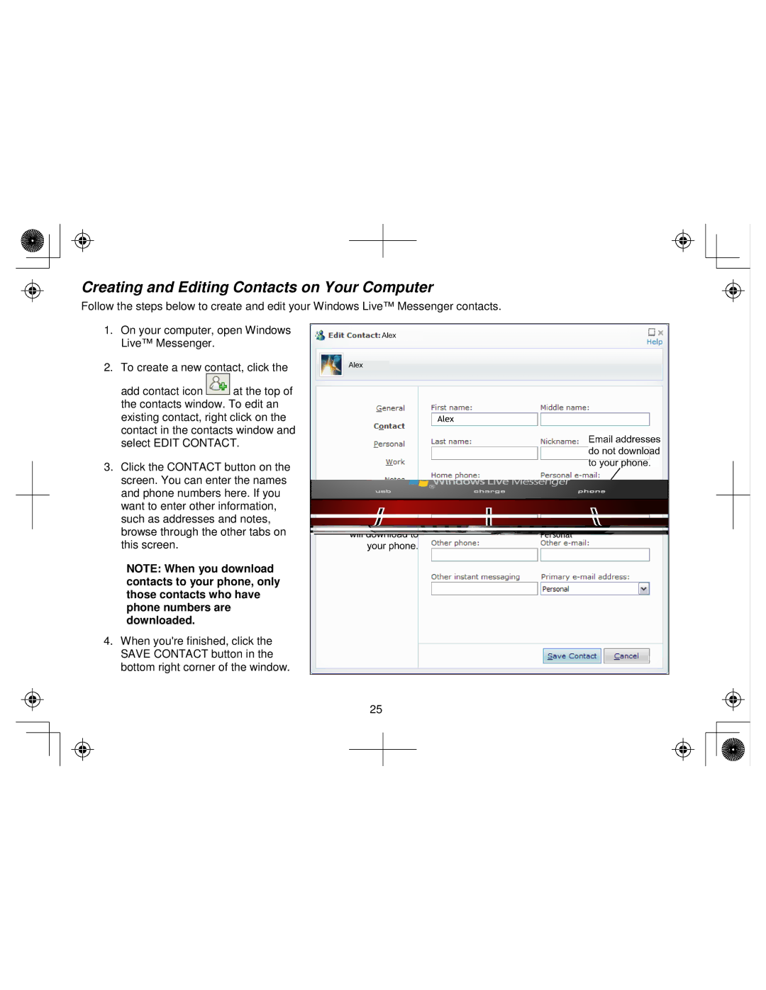 Uniden WIN1200 owner manual Creating and Editing Contacts on Your Computer 