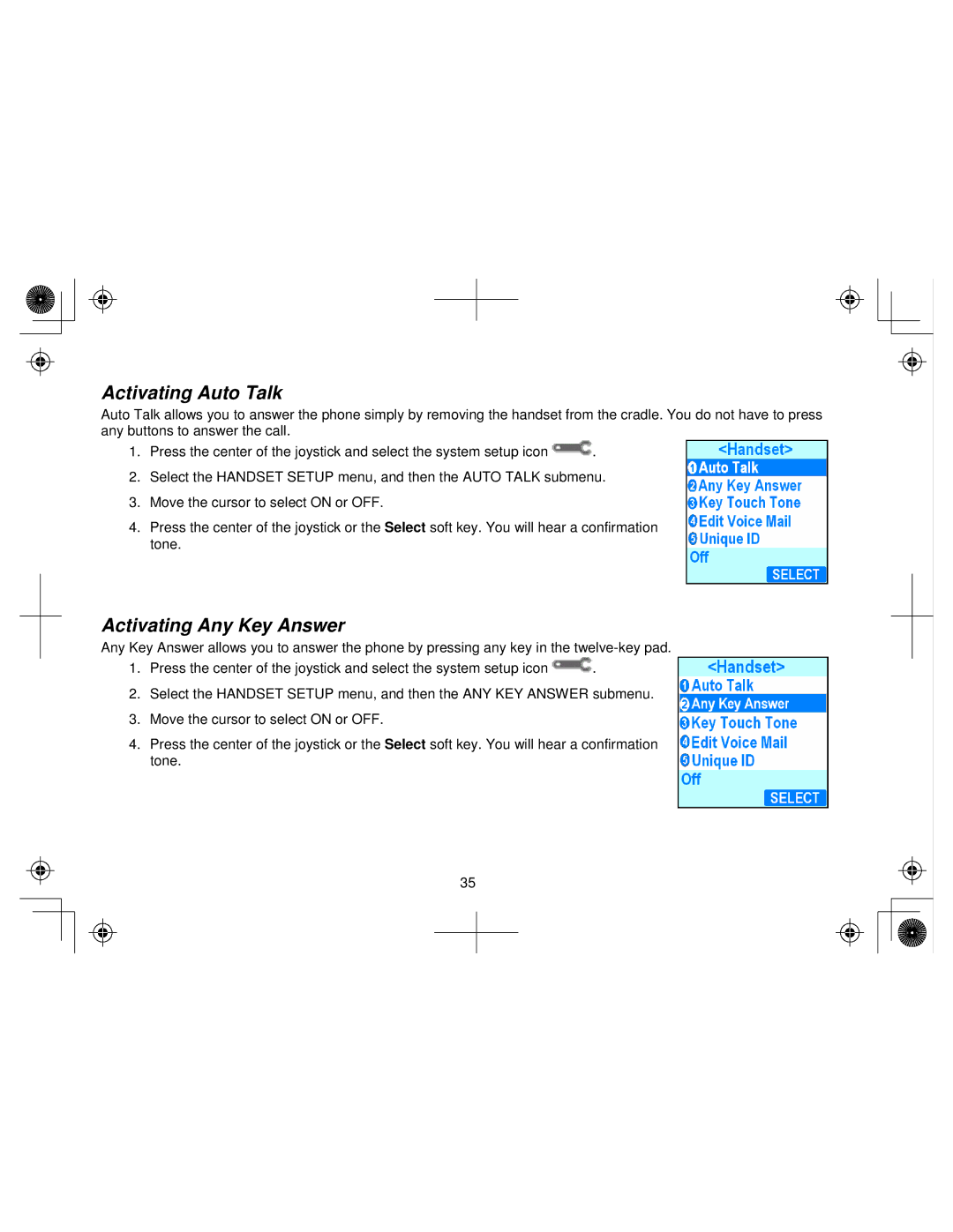 Uniden WIN1200 owner manual Activating Auto Talk, Activating Any Key Answer 