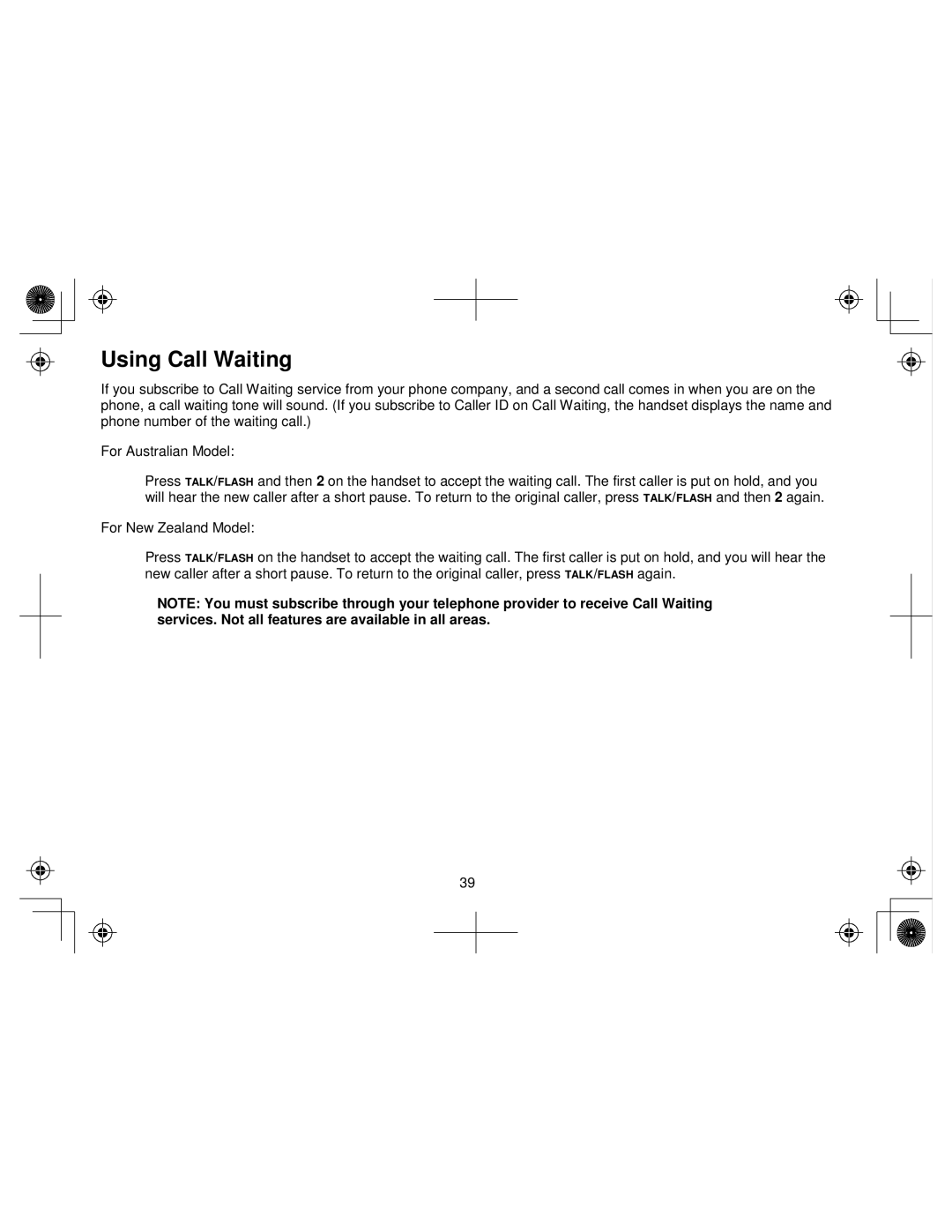 Uniden WIN1200 owner manual Using Call Waiting 