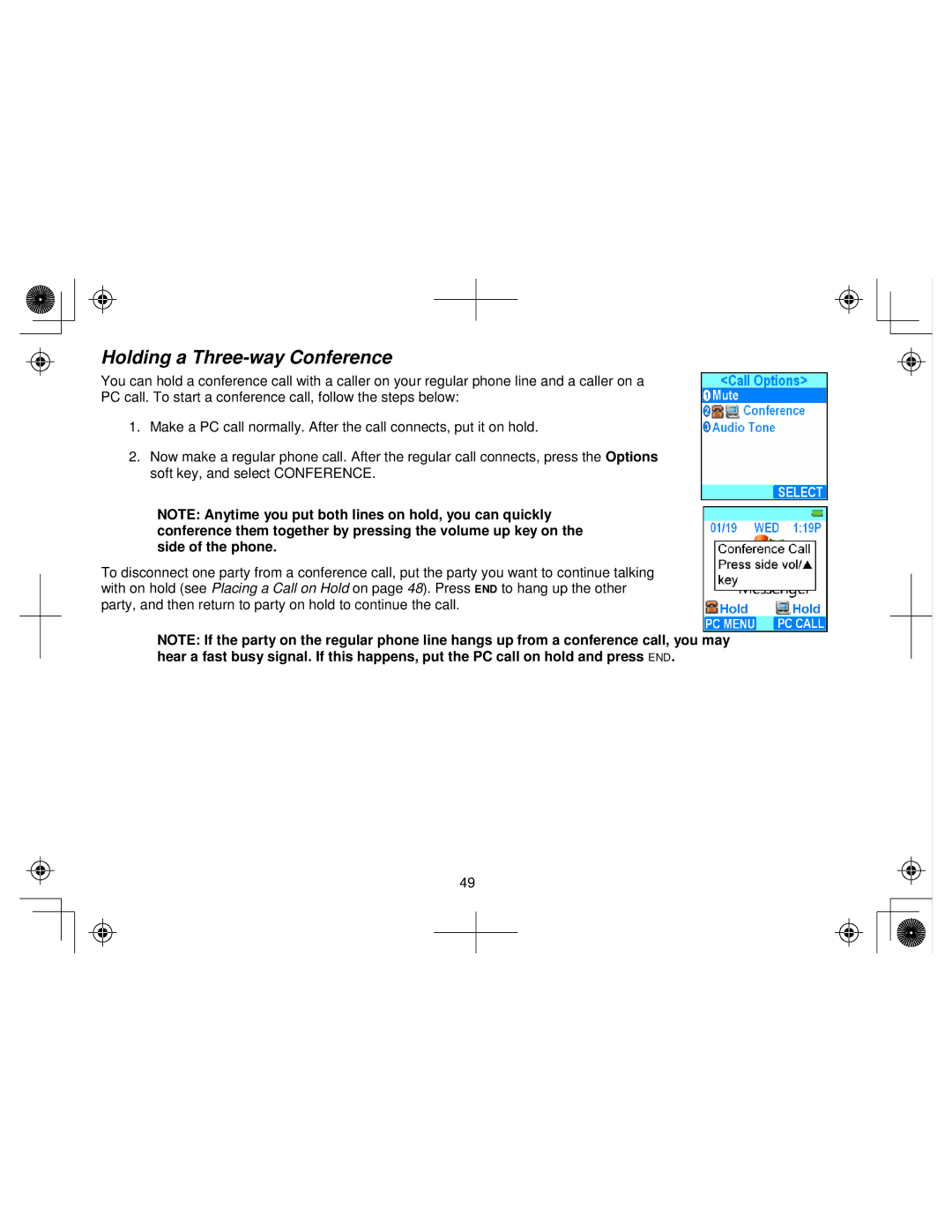 Uniden WIN1200 owner manual Holding a Three-way Conference 