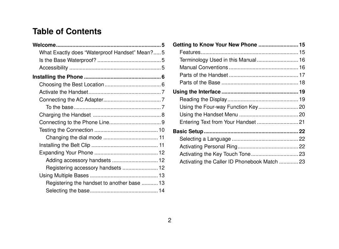 Uniden WXI2077 Series manual Table of Contents 