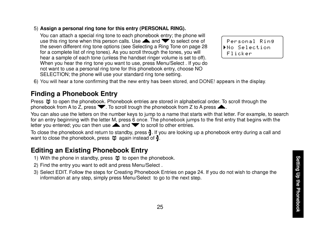 Uniden WXI2077 Series manual Finding a Phonebook Entry, Editing an Existing Phonebook Entry 