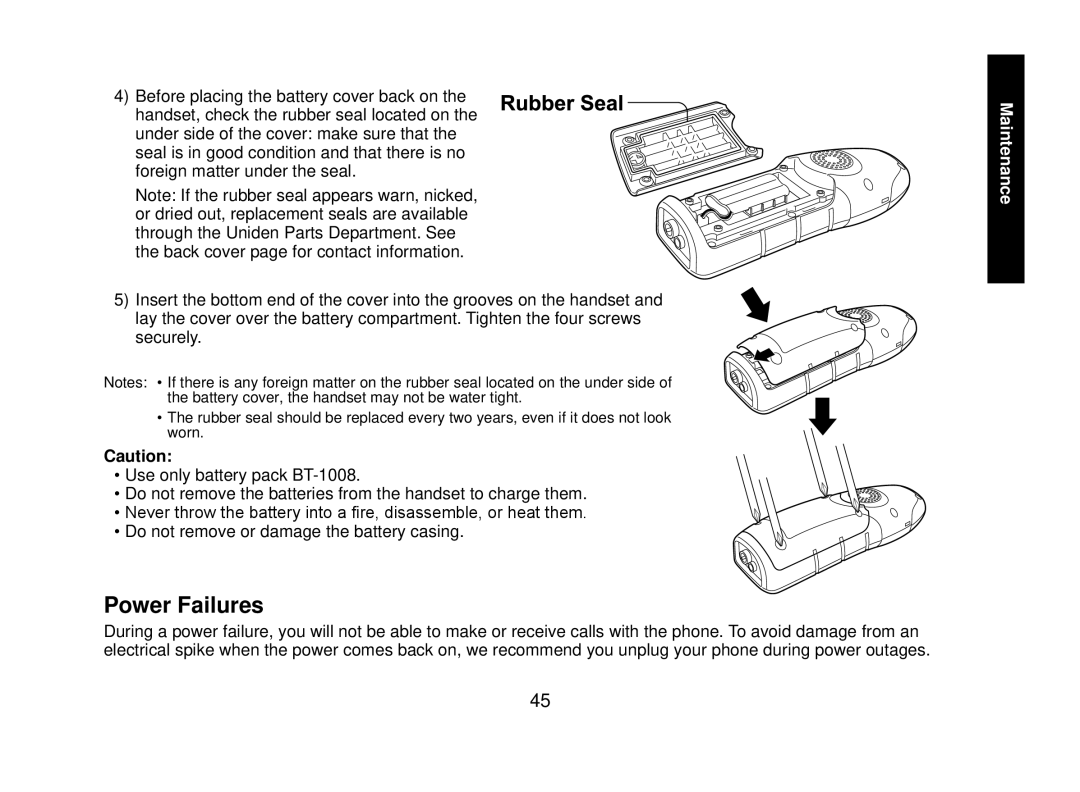 Uniden WXI2077 Series manual Power Failures 