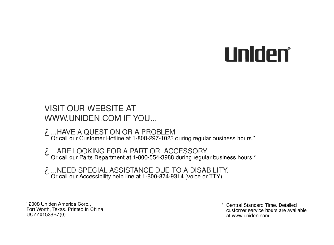 Uniden WXI2077 Series manual Visit OUR Website AT 