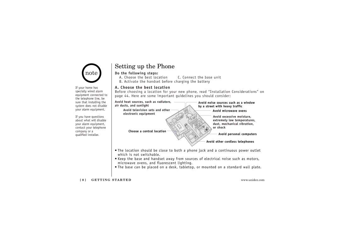 Uniden WXI377 manual Setting up the Phone, Choose the best location, Do the following steps, Avoid microwave ovens 