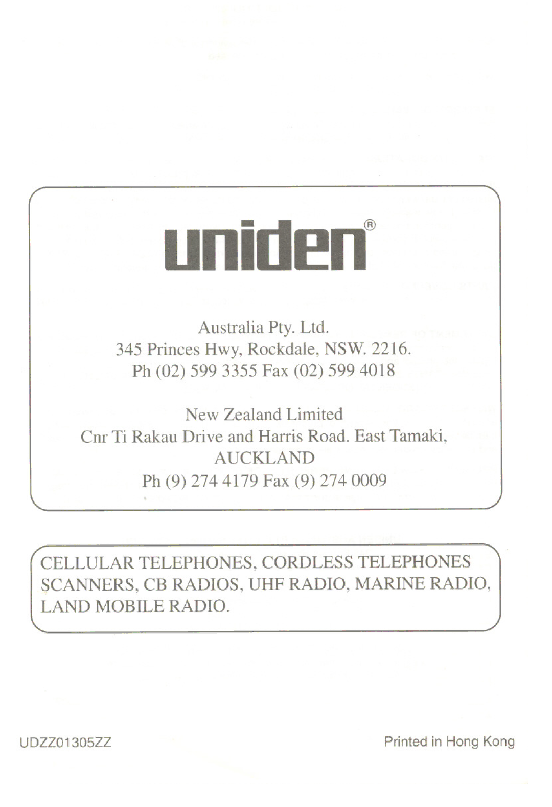 Uniden XC 320 manual Unid~n@ 