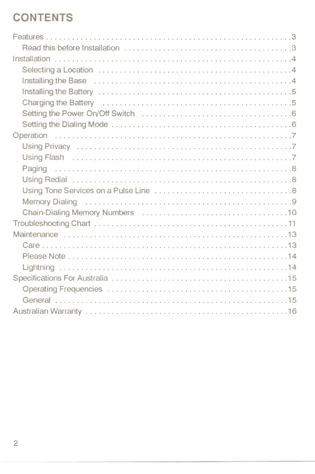 Uniden XC-360 manual Contents 