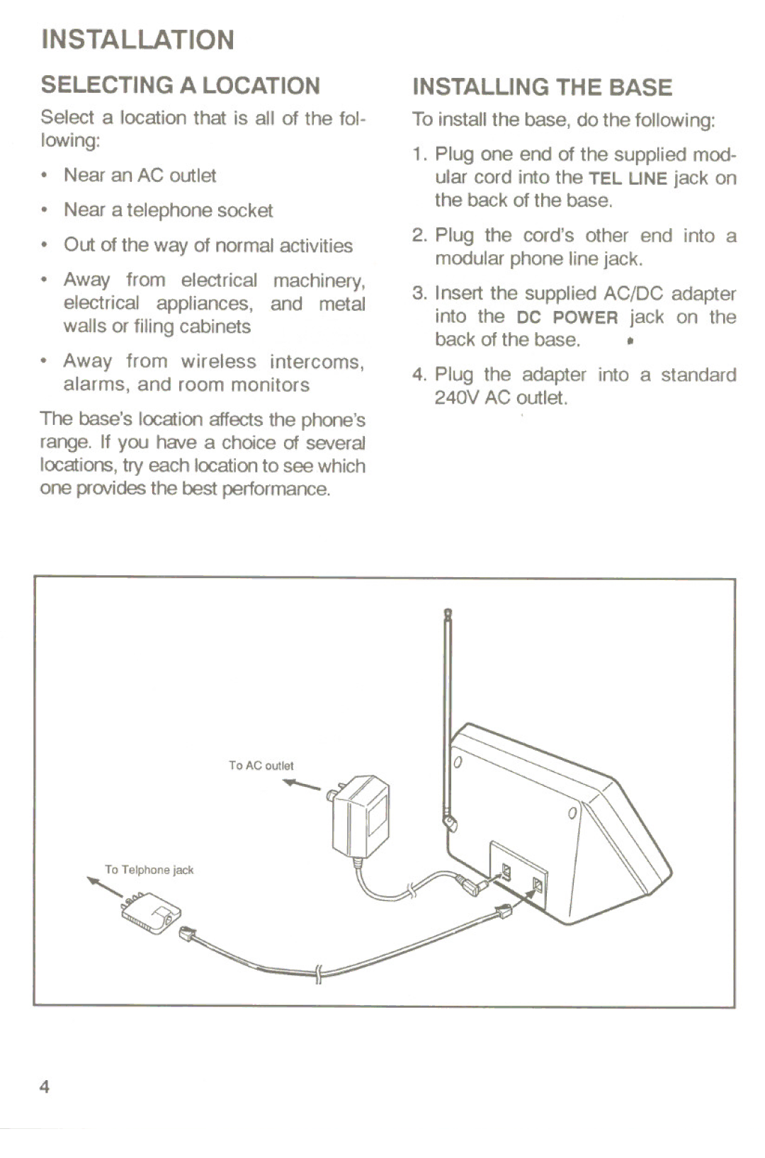 Uniden XC-360 manual Installation 