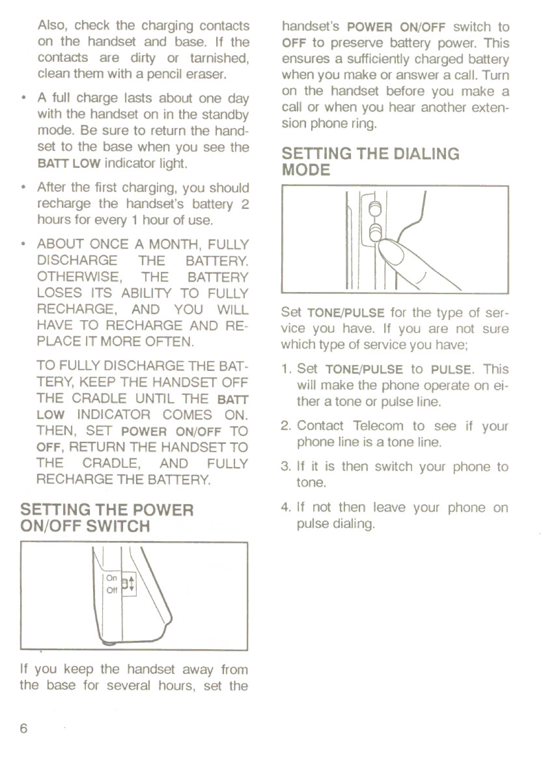 Uniden XC-360 manual Setting the Power ON/OFF Switch 