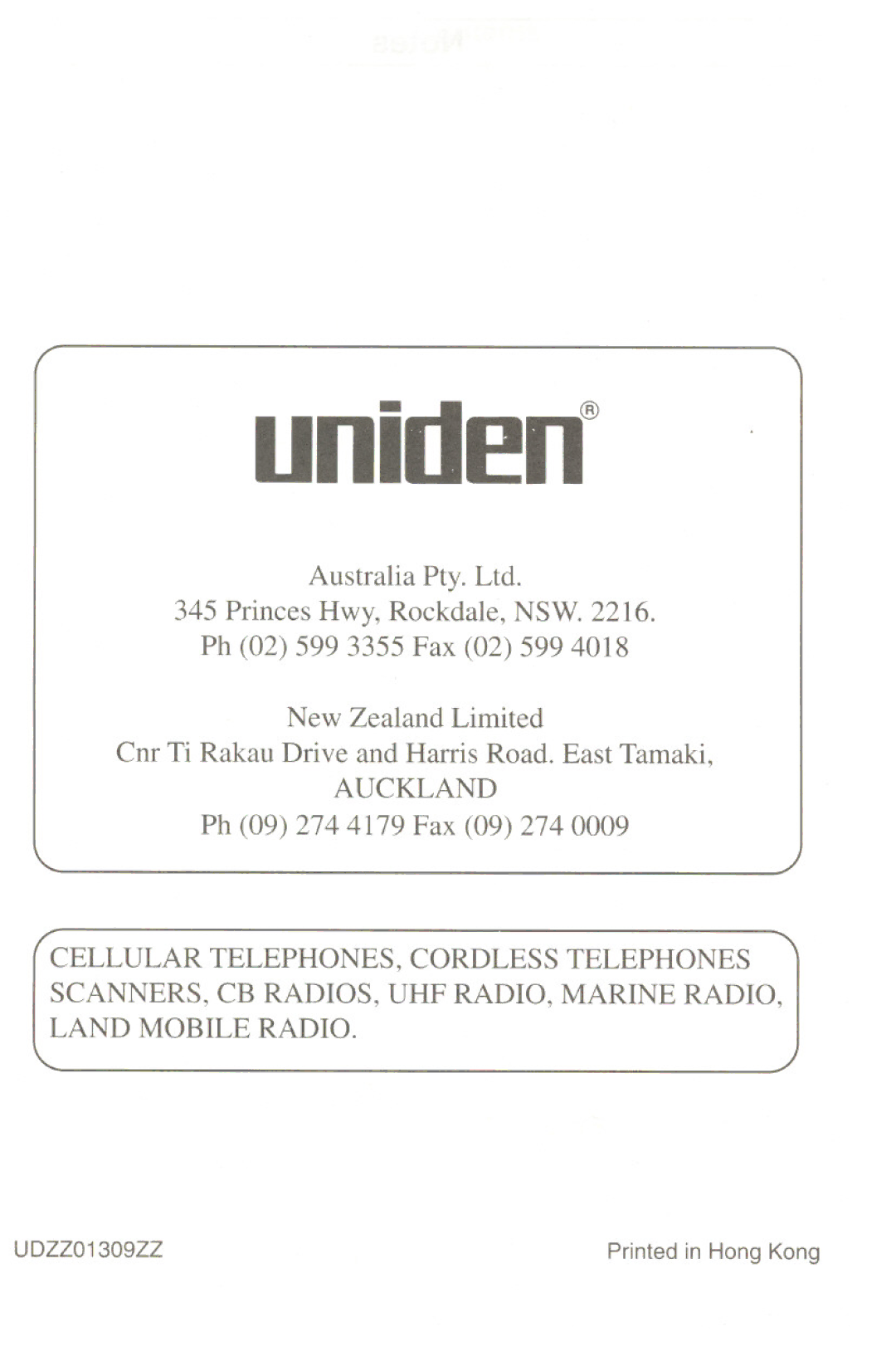 Uniden XC310 manual Unid~n@ 