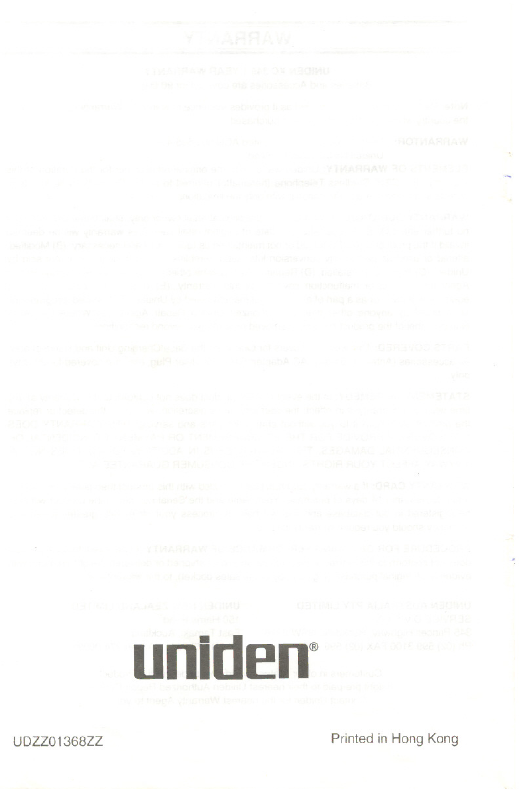 Uniden XC345 manual Unirl~n@ 