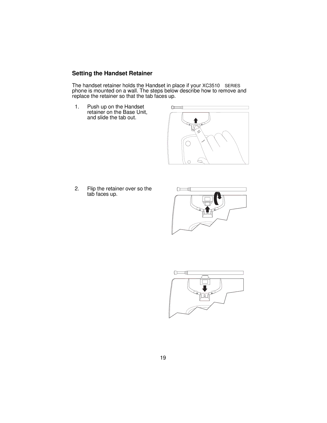 Uniden XC3510 important safety instructions Setting the Handset Retainer 