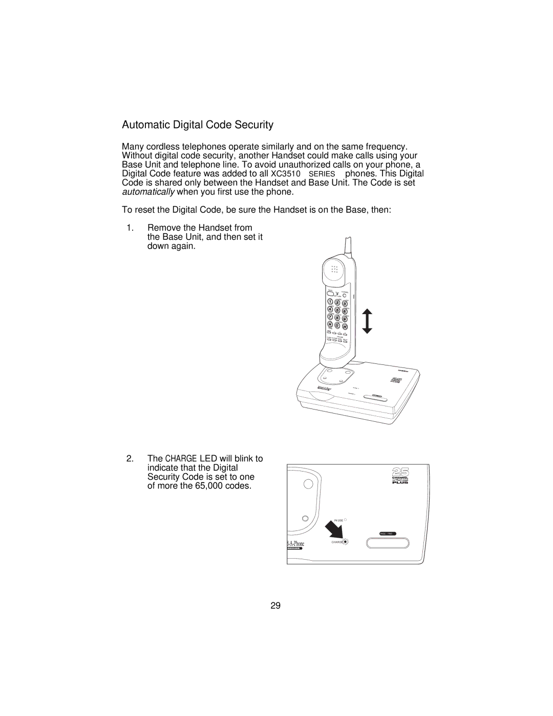 Uniden XC3510 important safety instructions Automatic Digital Code Security 