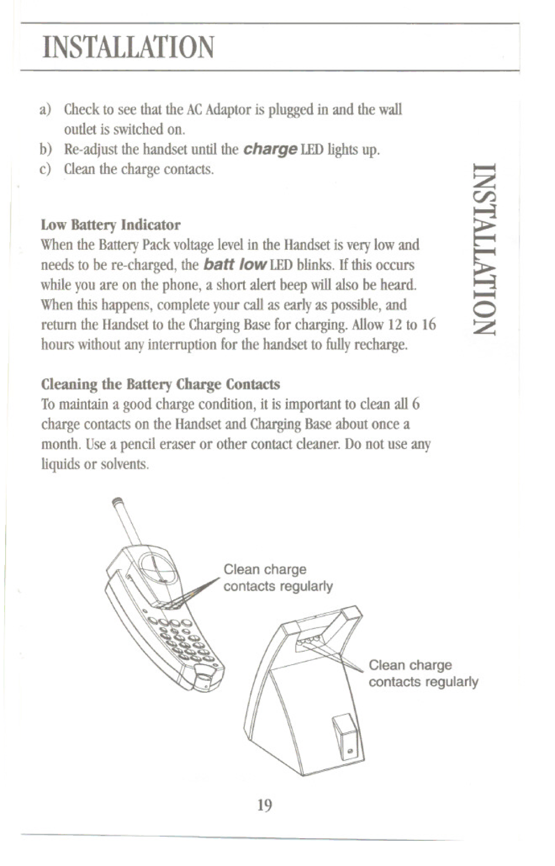 Uniden XC631Plus manual Clean charge contacts regularly 