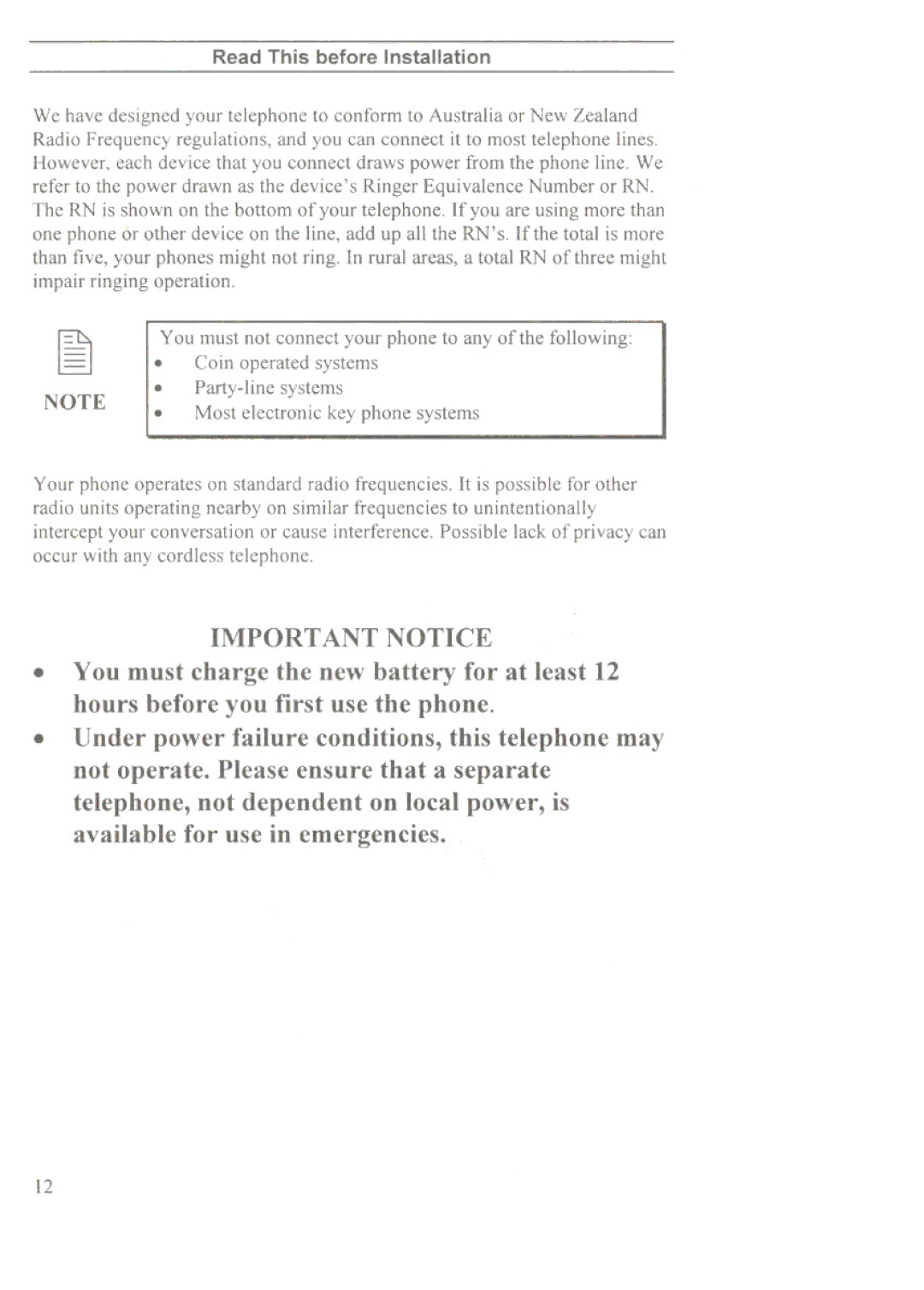 Uniden XC633, XC630 manual Read This before Installation, Most electronic key phone systems 