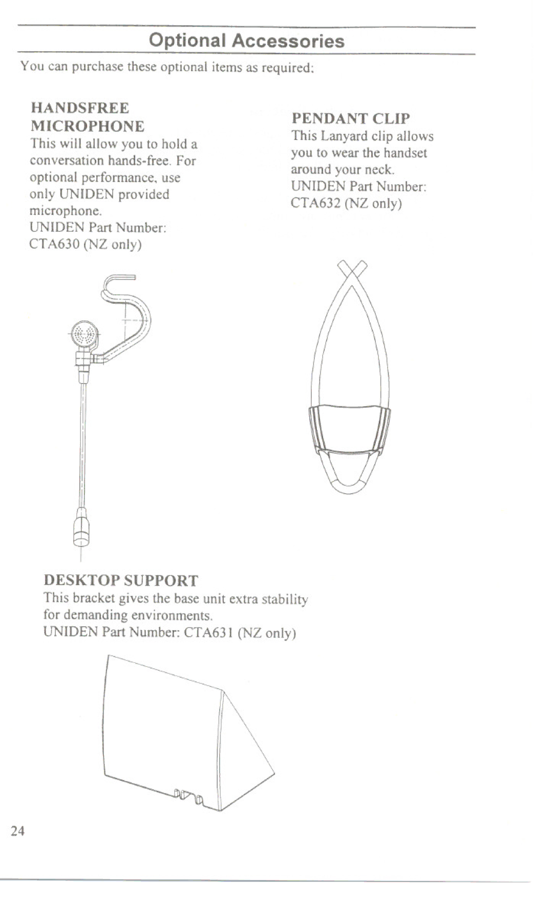 Uniden XC633, XC630 manual Optional Accessories 