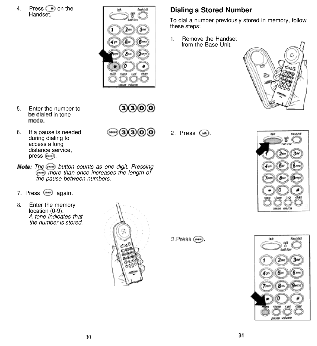 Uniden XC610 Series, XC710 Series manual Dialing a Stored Number 