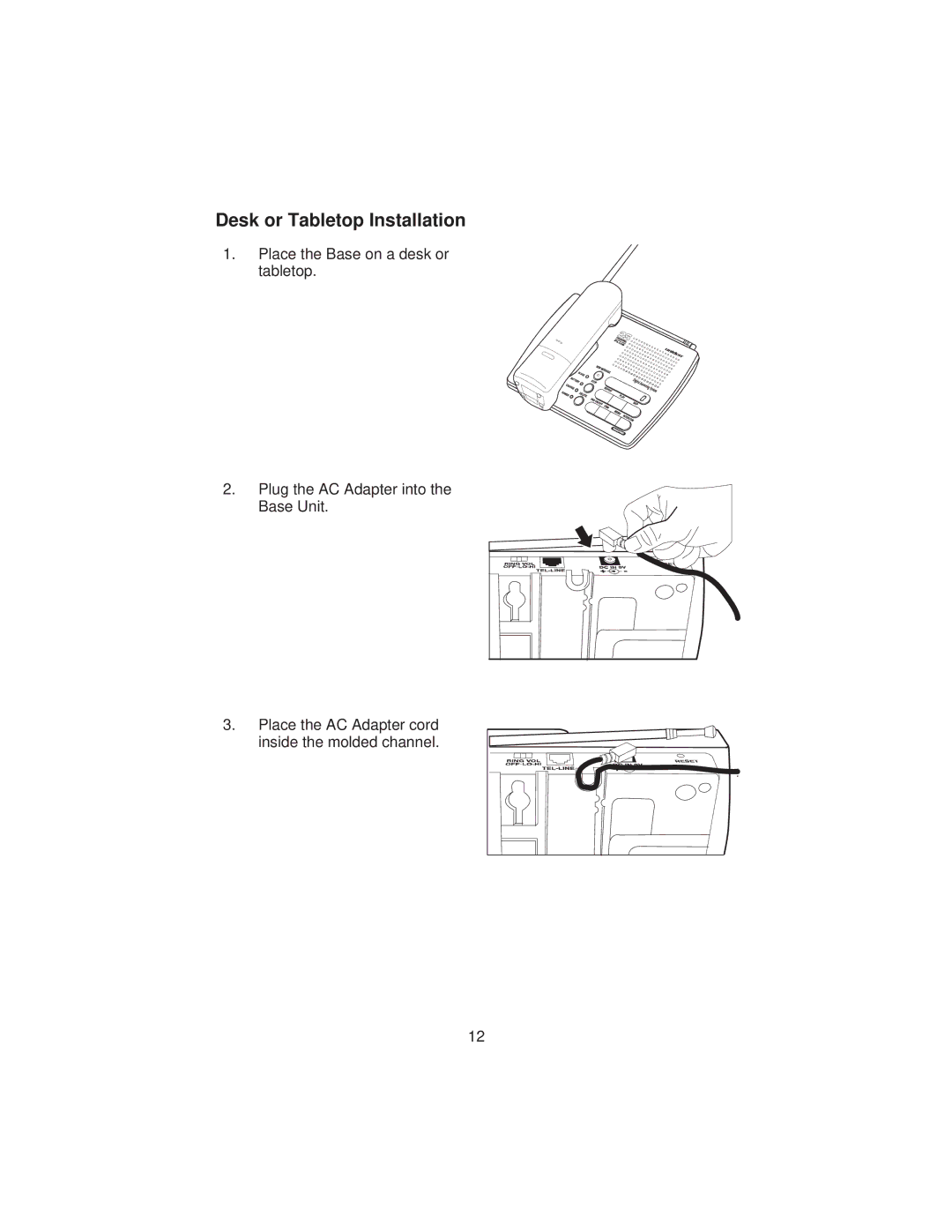 Uniden XCA4500 important safety instructions Desk or Tabletop Installation 