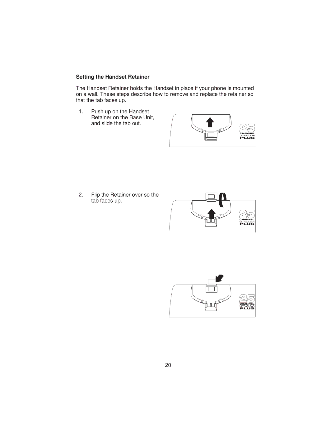 Uniden XCA4500 important safety instructions Setting the Handset Retainer 