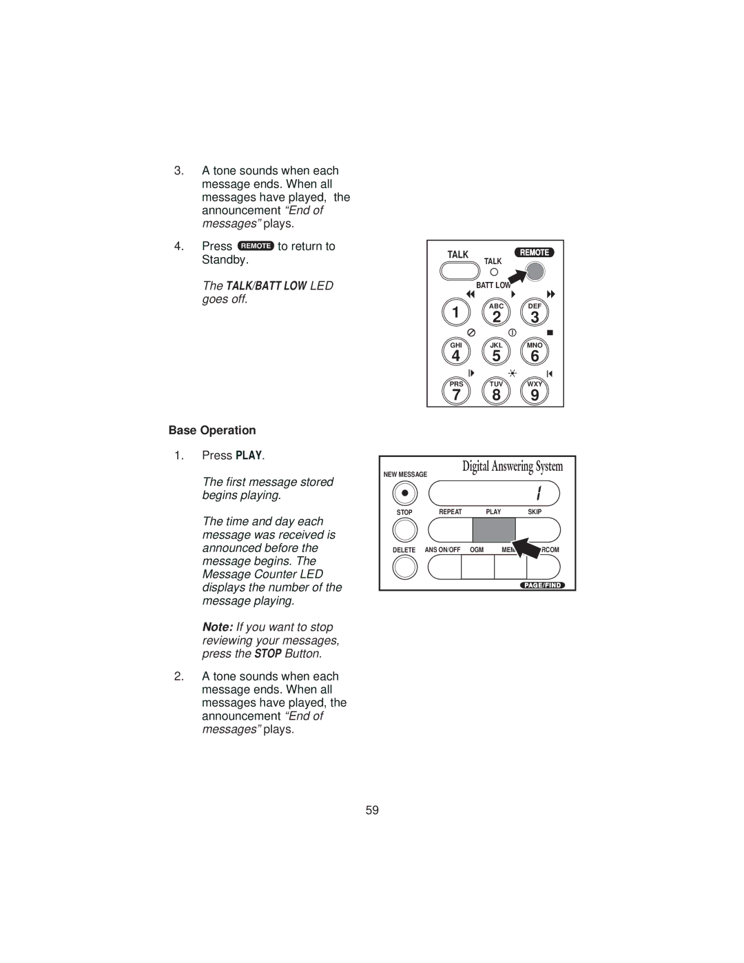 Uniden XCA4500 important safety instructions Press Play 