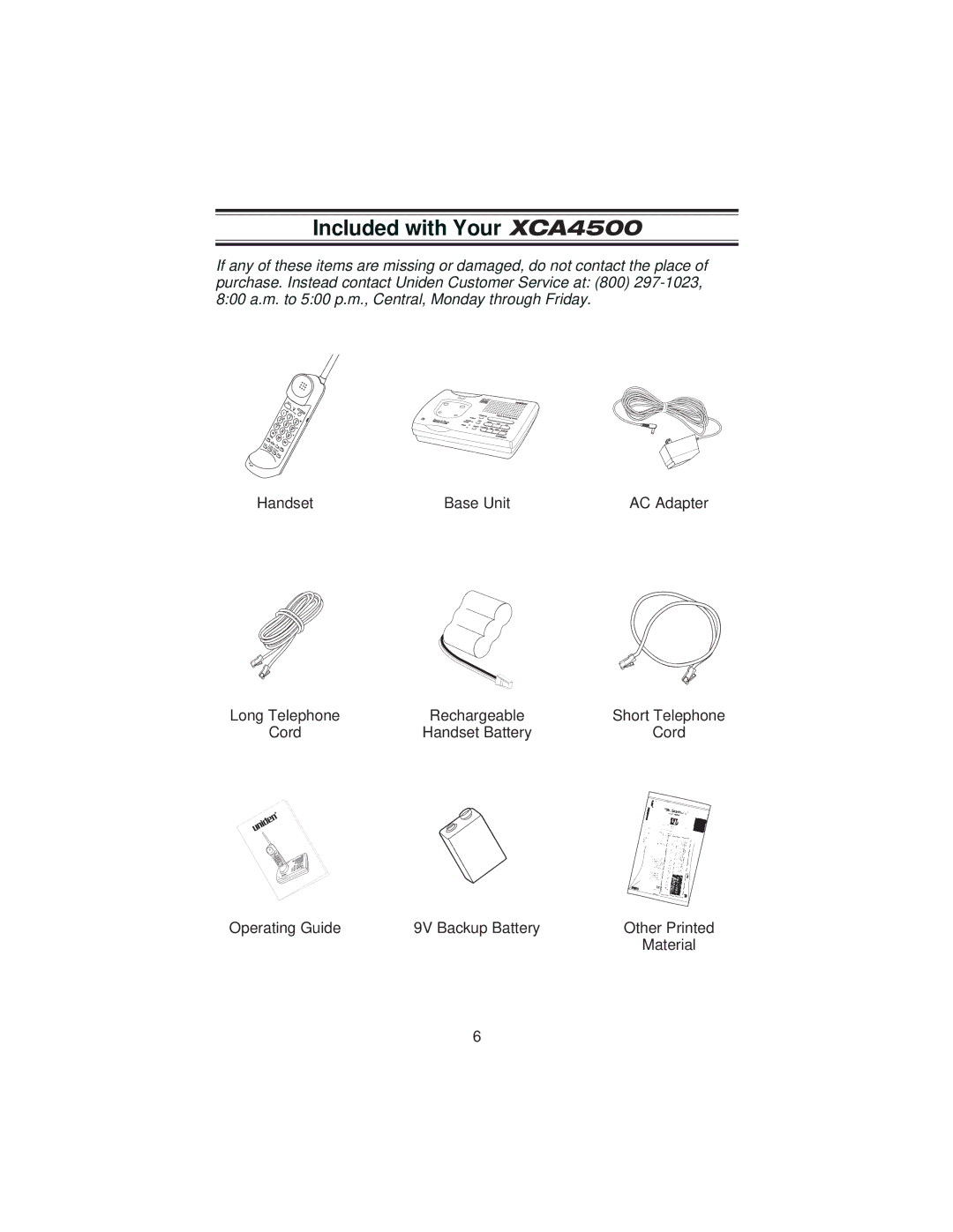 Uniden important safety instructions Included with Your XCA4500 